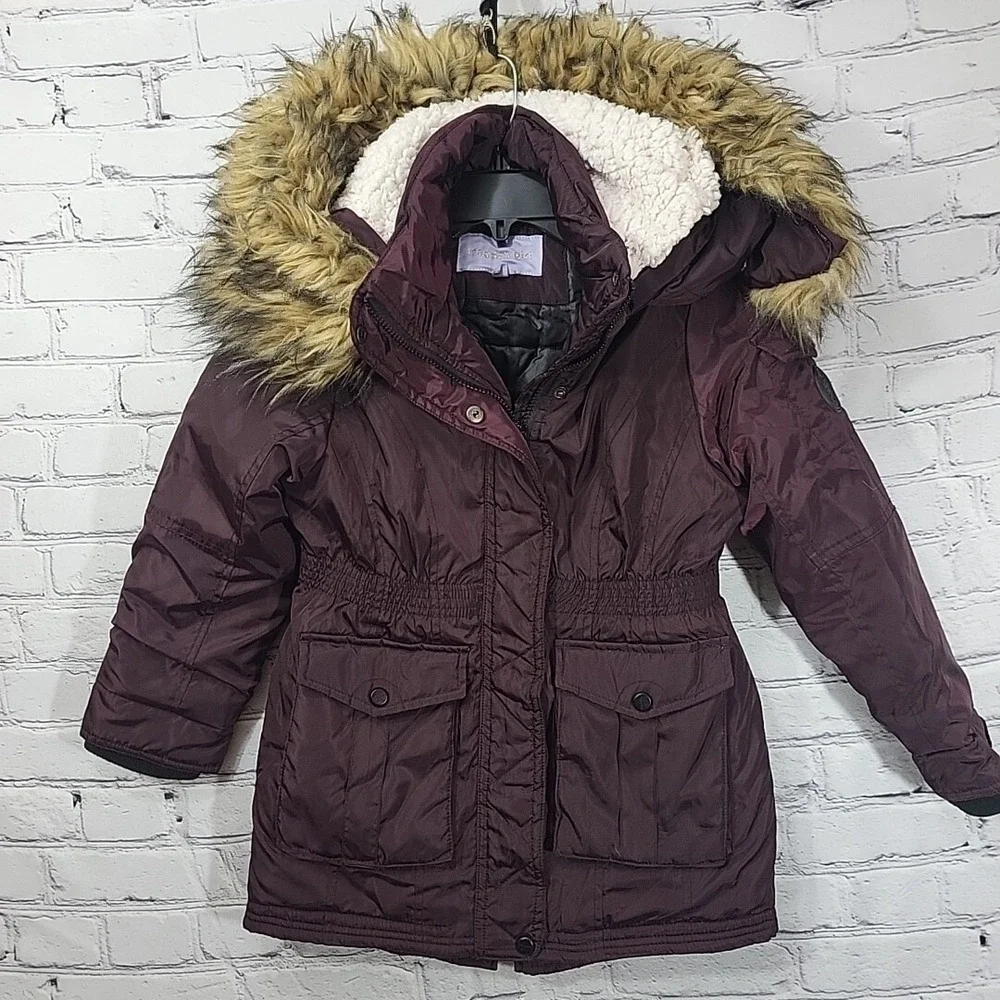 Madden Girl Jacket Girls M Medium Puffer Burgundy Fur Trimmed Hood
